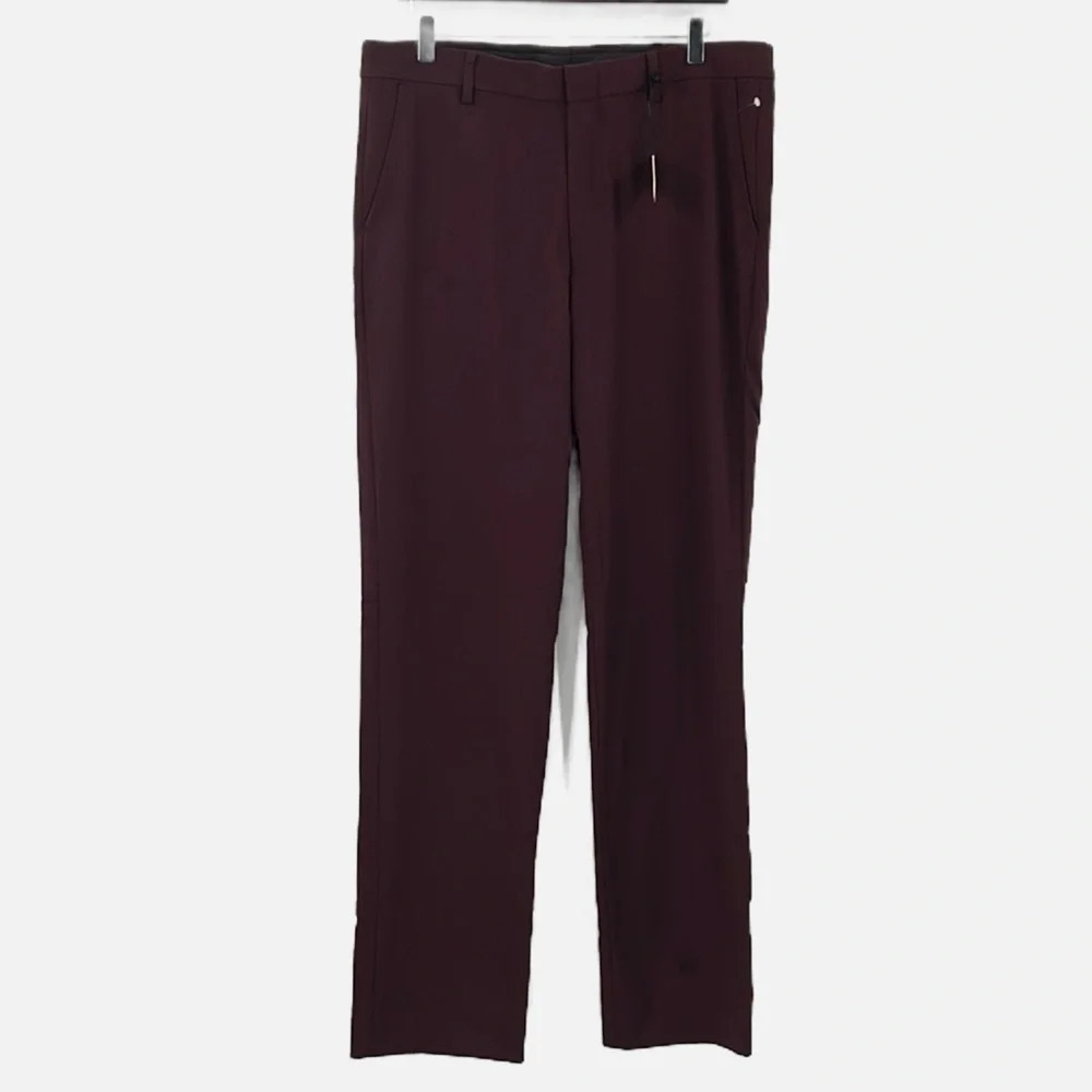 Berle Flat Front Hemmed Dress Pants in Burgundy - NWPT - Size 35R